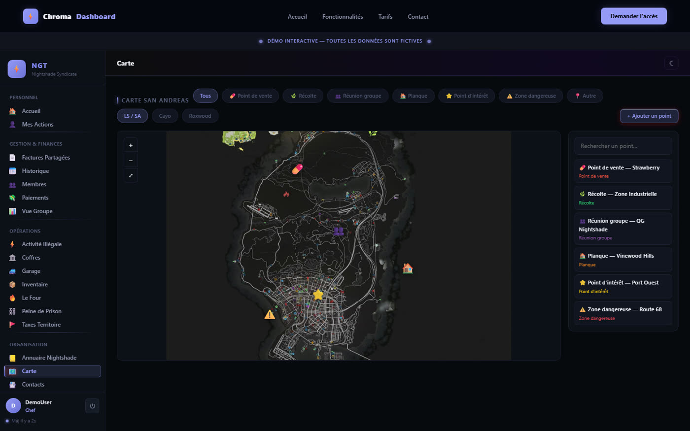 Carte Interactive : Chroma Dashboard